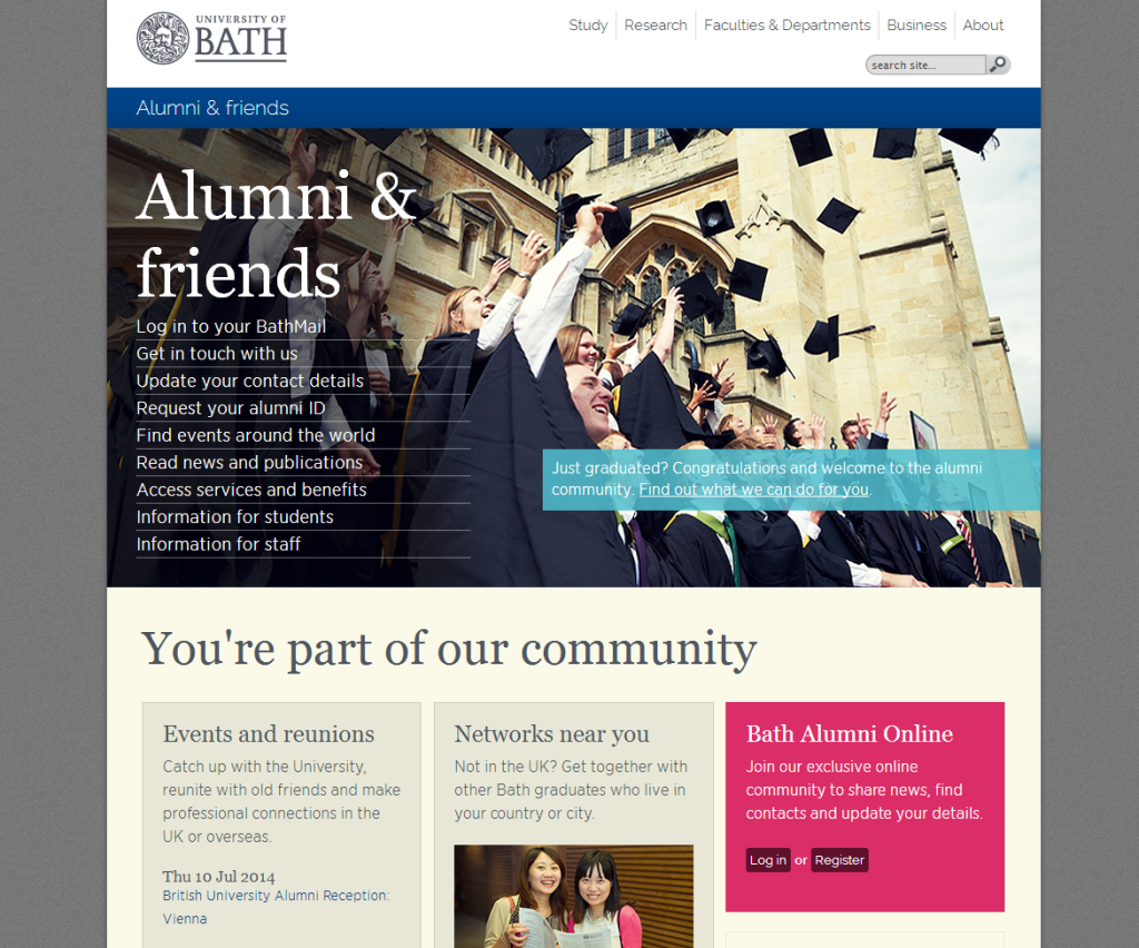 A new look for bath.ac.uk/alumni
