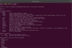 Command line window on a computer