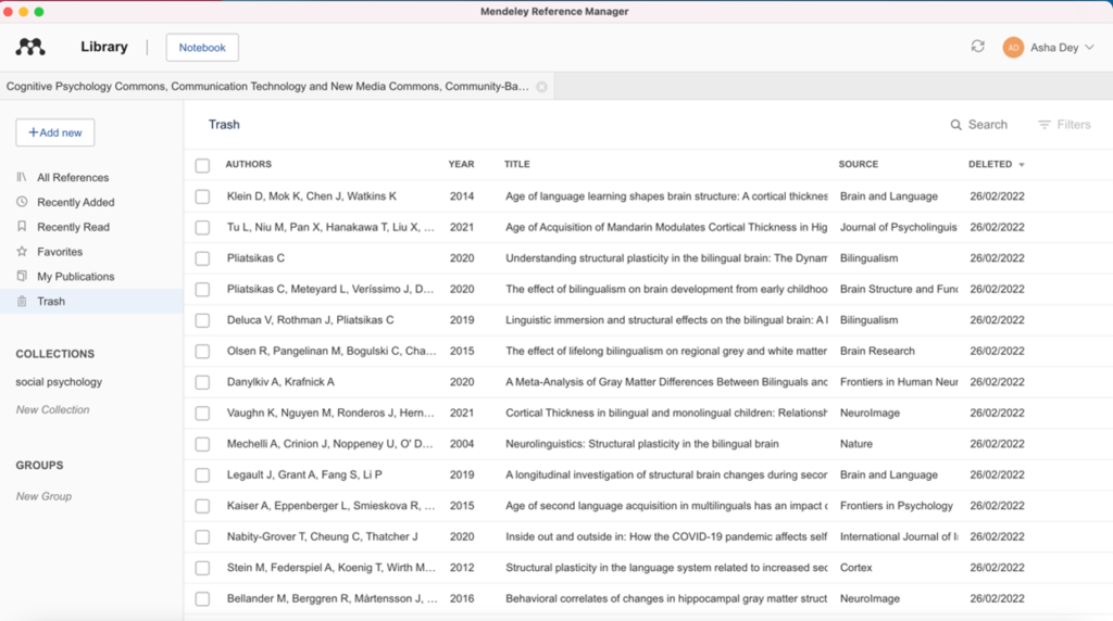 Using Mendeley to manage references.