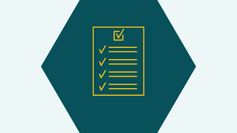 A hexagon with the icon for Professionalism - a clipboard