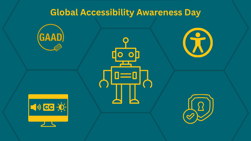 A series of icons indicating digital literacy and accessibility awareness