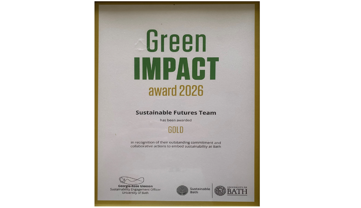 Green Impact Gold Award. awarded to the Sustainable Futures Team July 2026