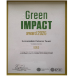 Green Impact Gold Award. awarded to the Sustainable Futures Team July 2026
