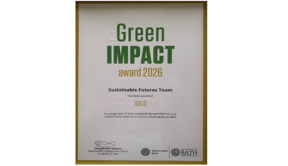 Green Impact Gold Award. awarded to the Sustainable Futures Team July 2026
