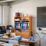 An empty maths classroom.