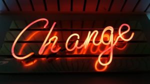 Neon sign saying change