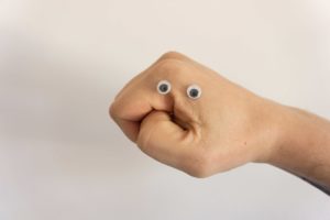 Googly eyes on hand