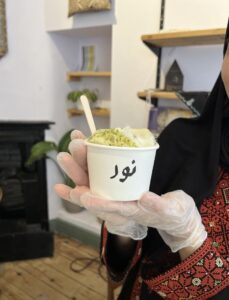 The Buzah with the customer's name written in Arabic