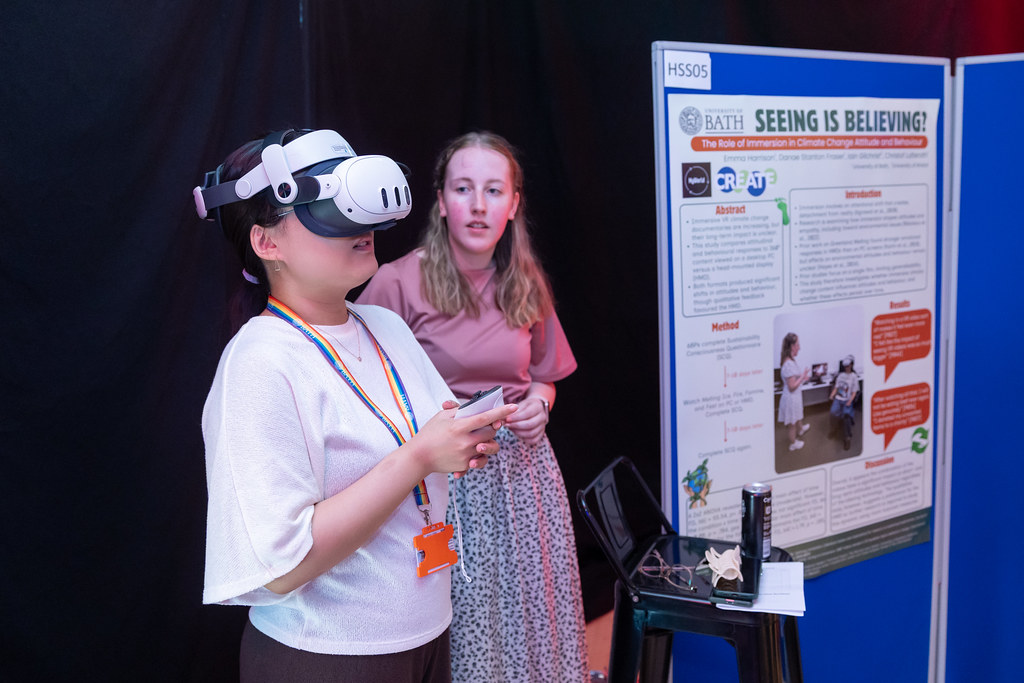 Emma Harrison with another student who is trying out VR