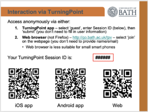 Screenshot of a slide introduction to using Turning Point.