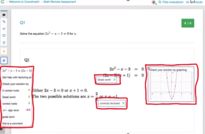 The Crowdmark interface showing annotations picked from the Comment Library 