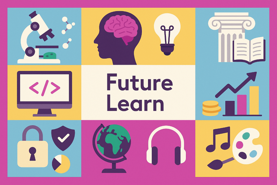 An image representing the variety of courses that are offered on the FutureLearn platform, generated by OpenAI