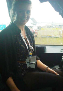 Jess in the cockpit of an Airbus A400M