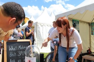 Jemma explaining how the Crookes' Radiometer works.