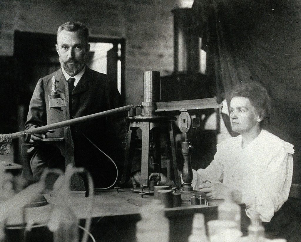 Marie Skłodowska Curie and Pierre Curie doing some Nobel-Prize winning work in their shed. 