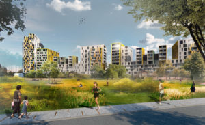 A visual render of the Greenwich Millennium Village