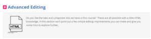 Images showing the Advanced Editing section of the course