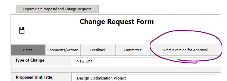 Image showing how to submit the change to committee