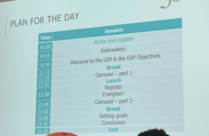 A PowerPoint overview slide from the welcome day 
