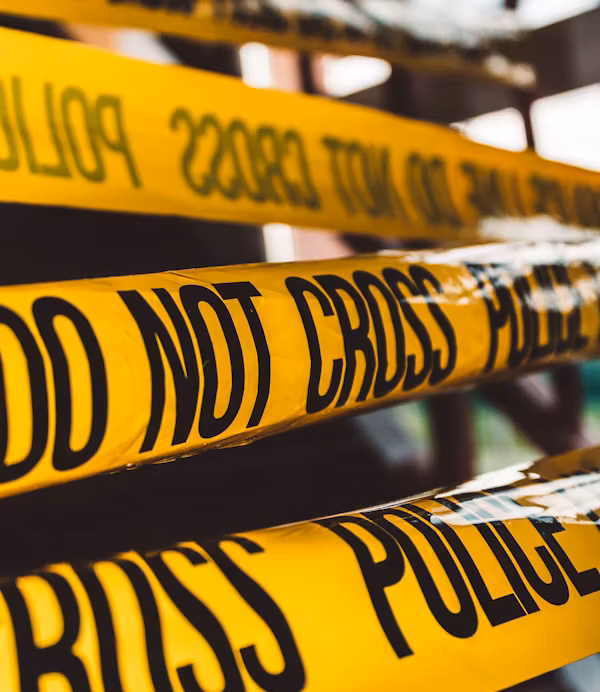 Image shows police do not cross banner
