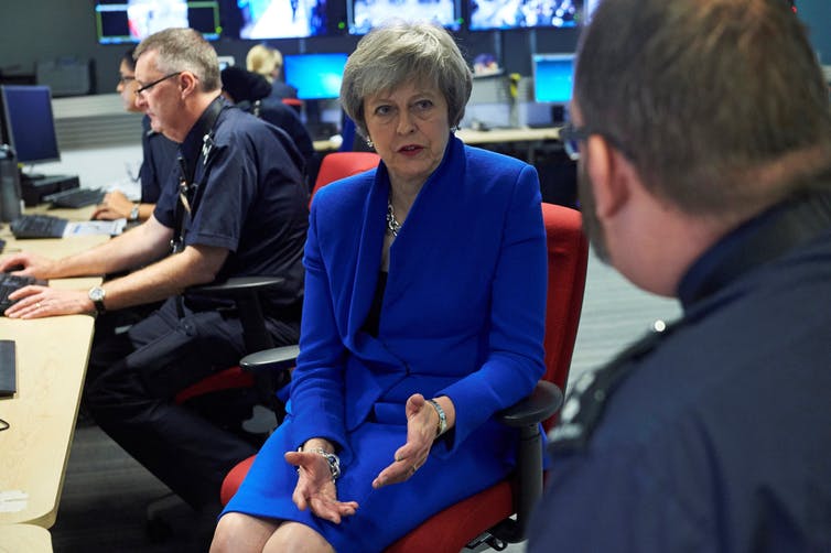 Theresa May: back with the border force. Niklas Halle'n/PA Wire