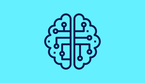 Icon of a network inside the outline of a brain