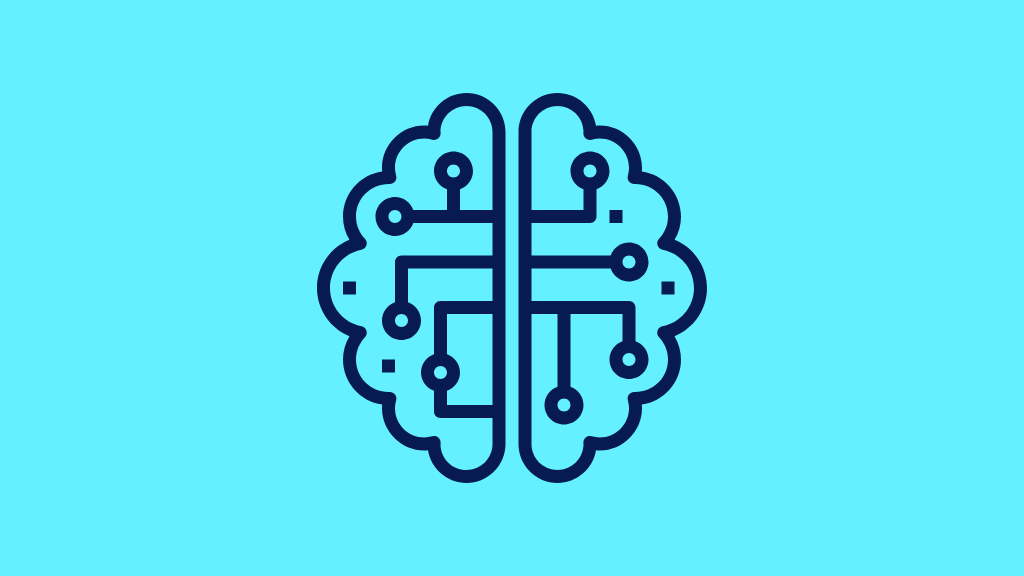 Icon of a network inside the outline of a brain