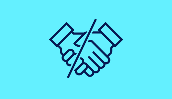 Icon of a broken handshake.