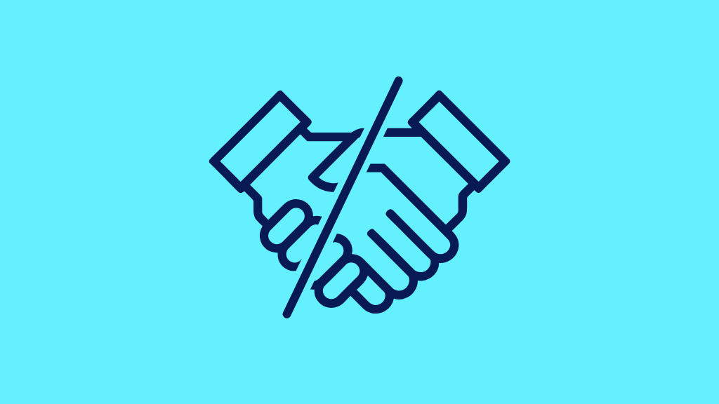 Icon of a broken handshake.
