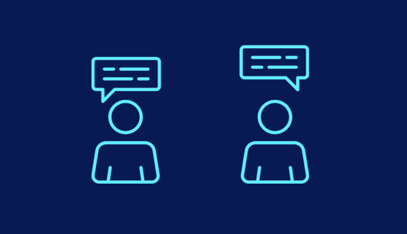 Icons of two people with speech bubbles above them