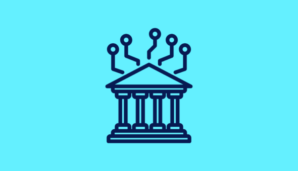 Icon of a government building and network connected to it
