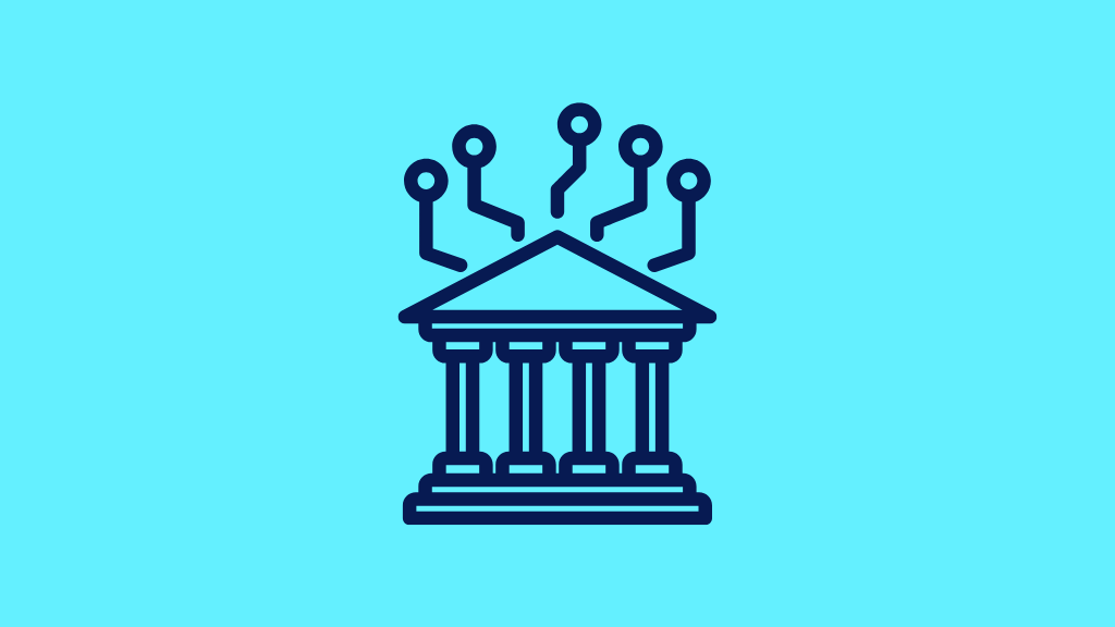 Icon of a government building and network connected to it