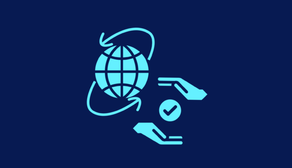 Icon of globe with arrows representing trade