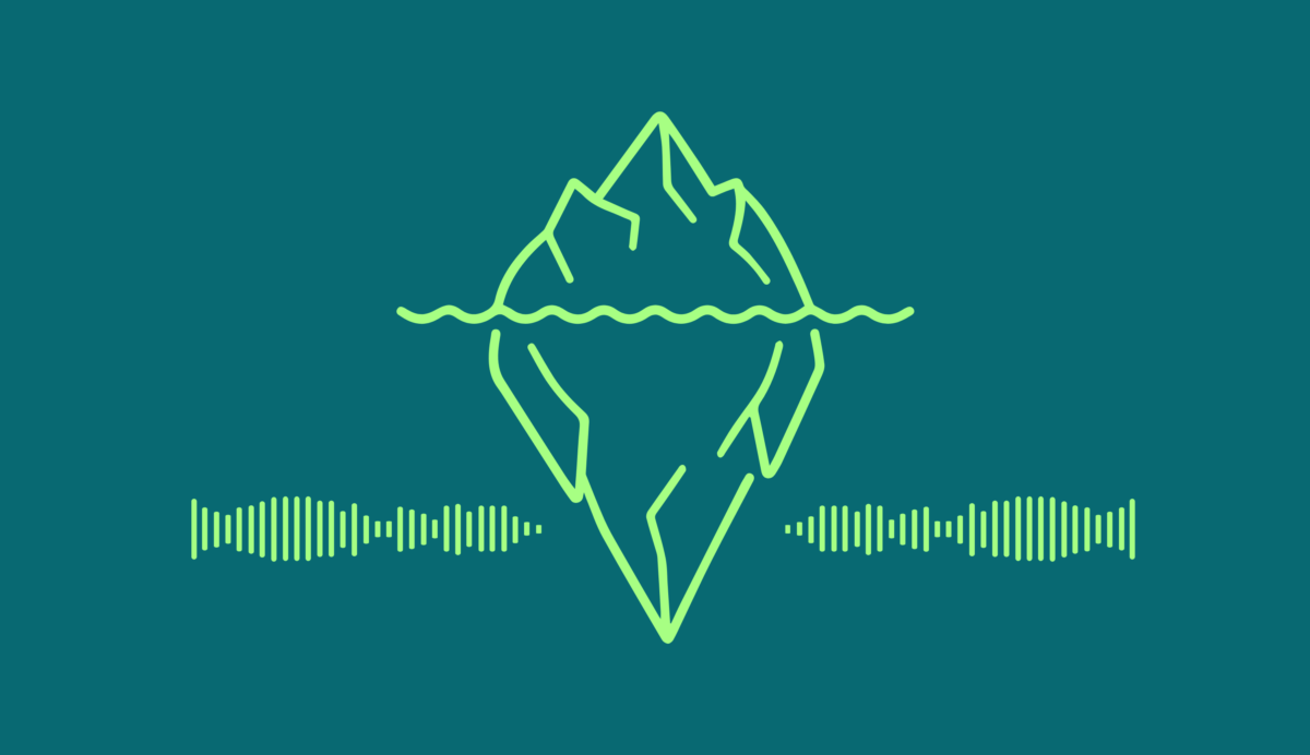 Icon of iceberg with sound waves underwater