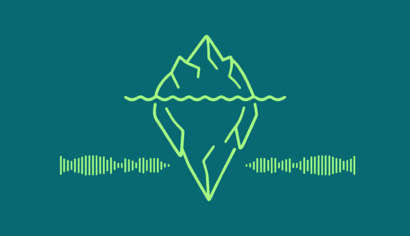 Icon of iceberg with sound waves underwater