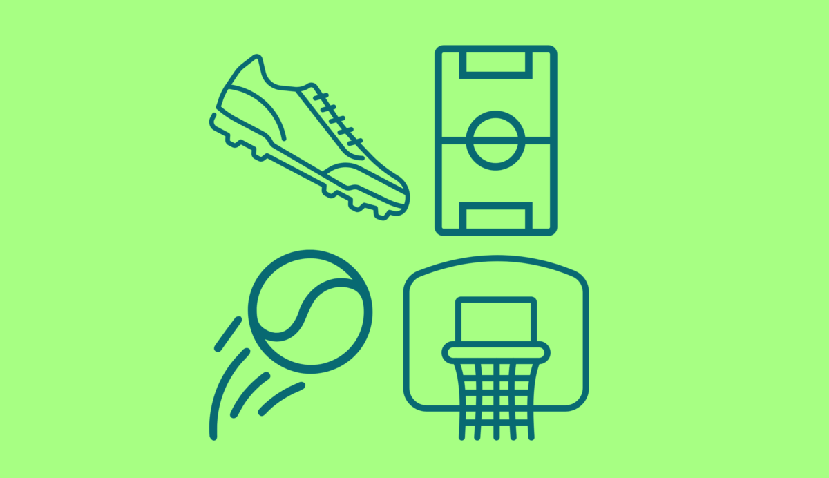 Playground and sport symbols including a football shoe