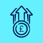 Icon of money with upward arrows.