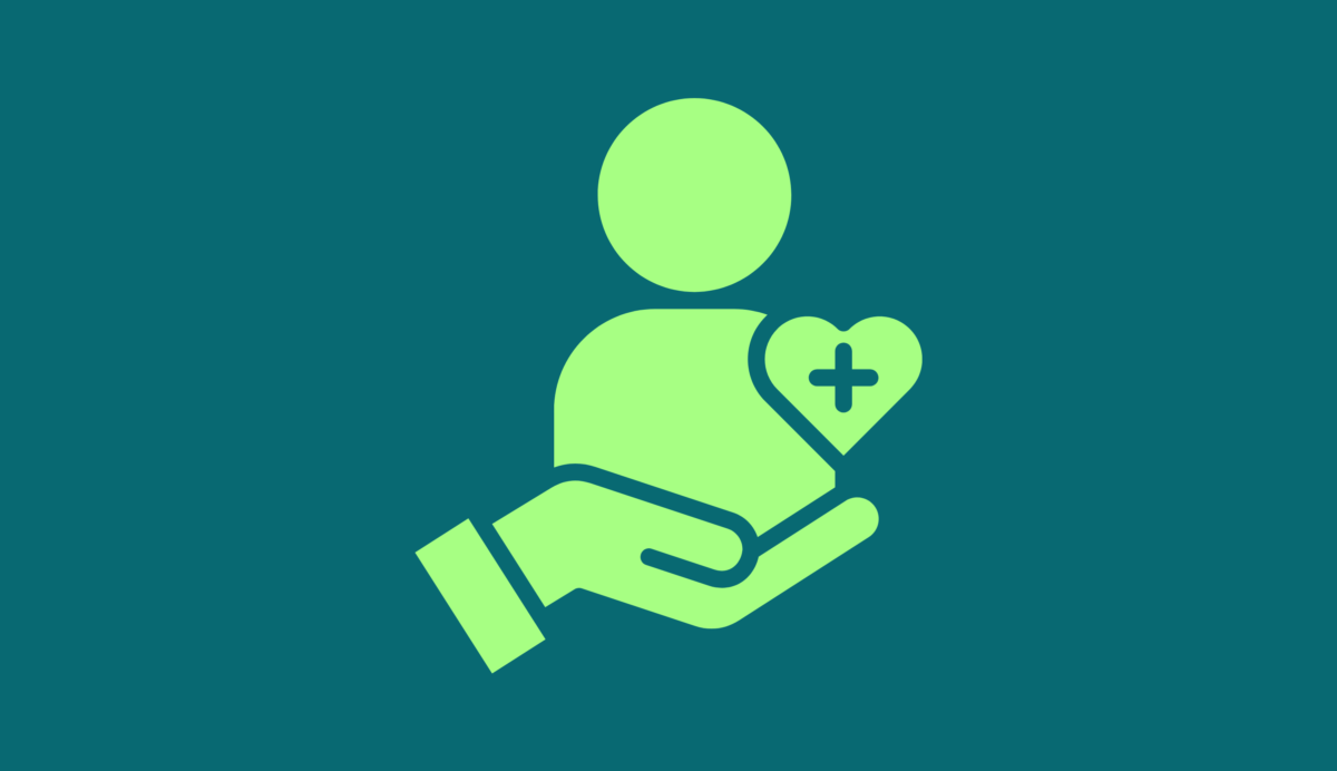 Icon of a hand supporting a person.