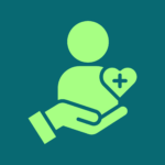 Icon of a hand supporting a person.