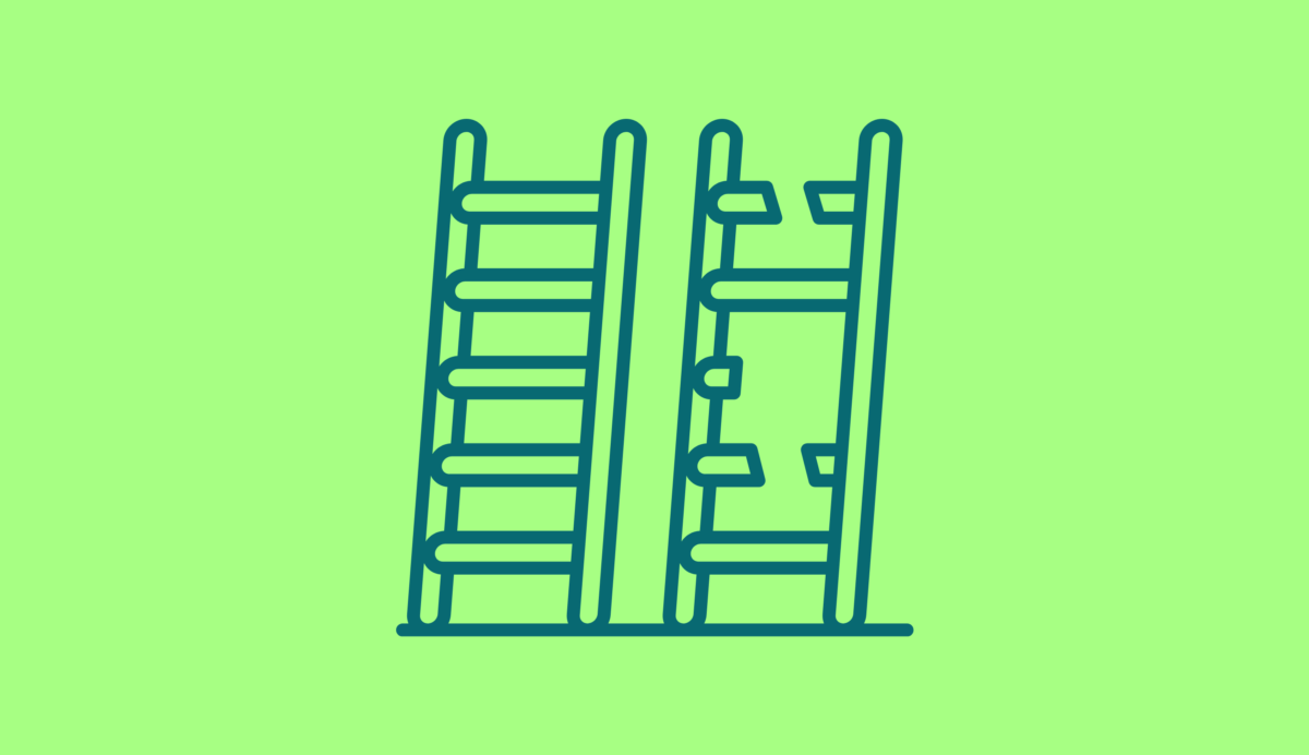 Two ladders, one with broken rungs