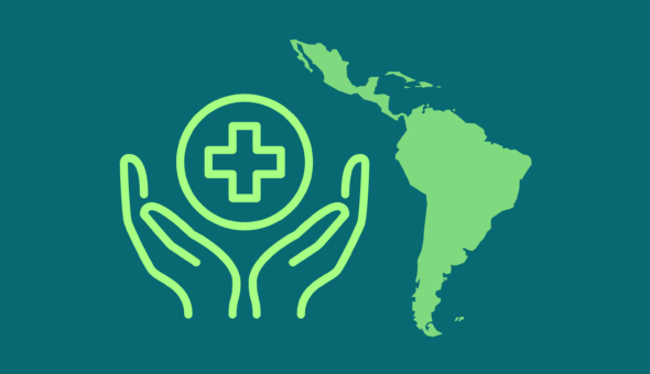 Icon comprising Latin American countries and care symbol