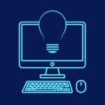 Icon of computer and light bulb