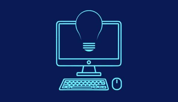 Icon of computer and light bulb