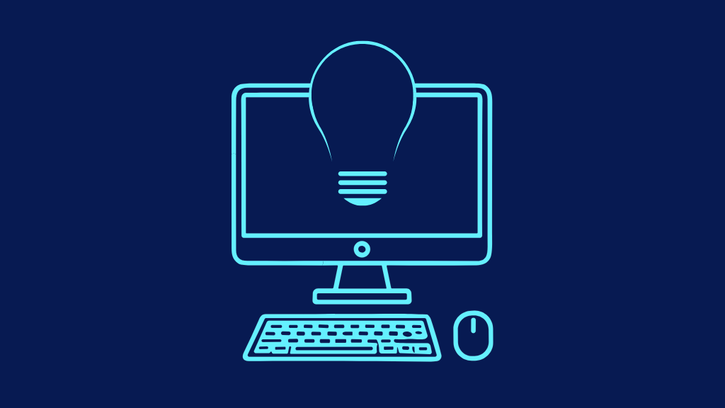Icon of computer and light bulb