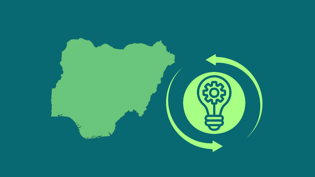 Nigeria country map with a lightbulb