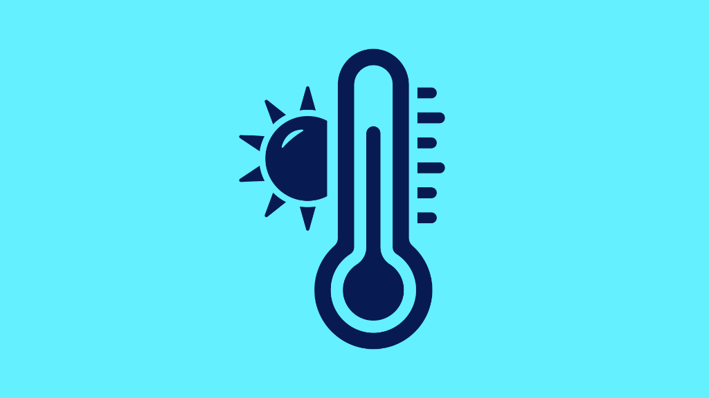 Icon of a thermometer and sun.