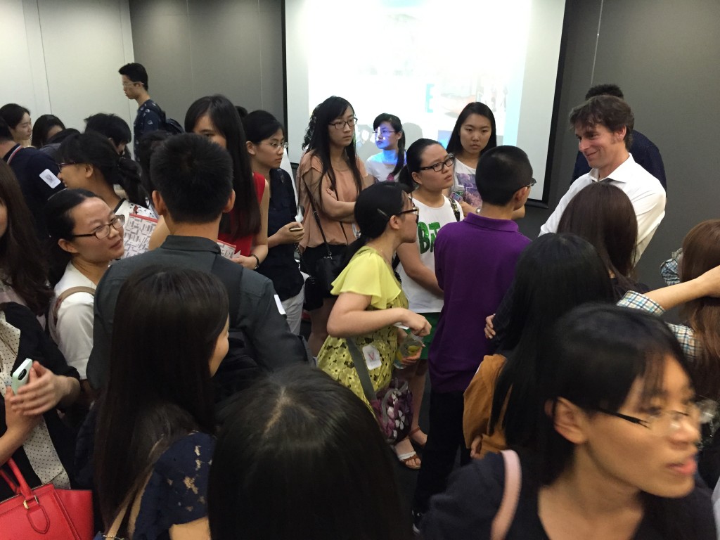 A group photo of Andy and students at the Shanghai Pre-departure Briefing