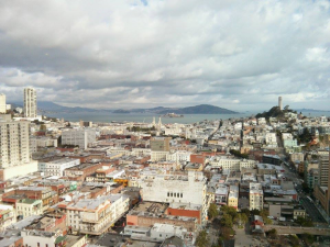 View from Littler Mendelson reception on the 28th floor - covering Alcatraz and some of the San Francisco piers.