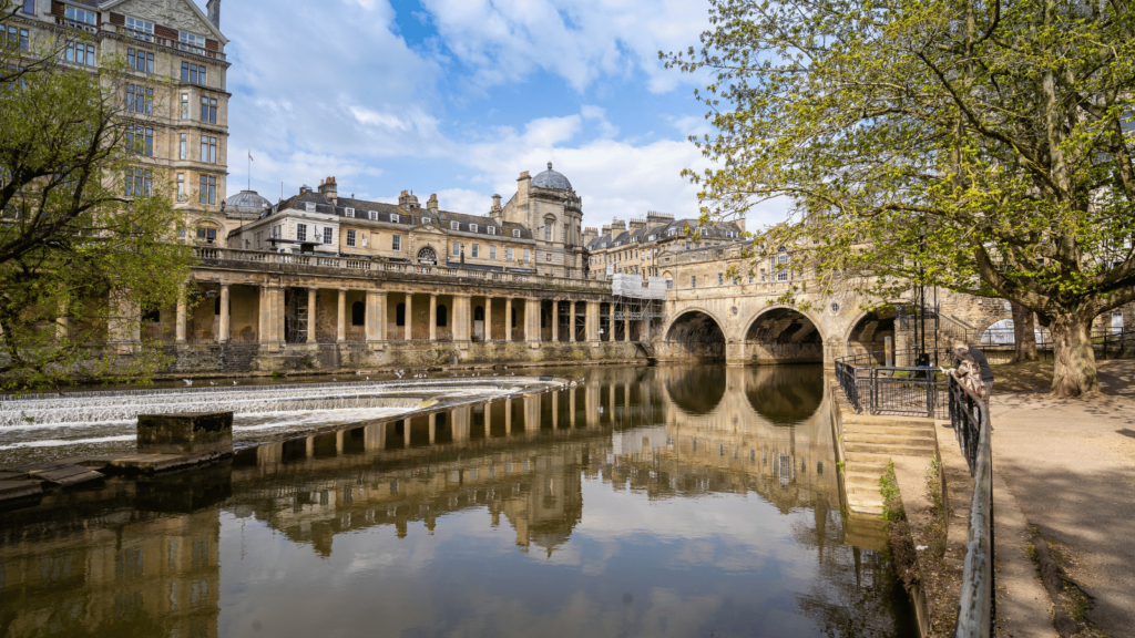 A view across the river of Pulteney Bridge