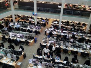 Birds eye view of the trading floor at UBS when Martin worked there